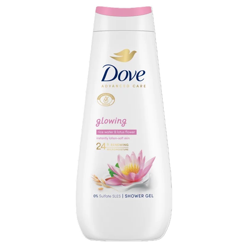 dove tusfürdő 400ml glowing rice water & lotus flower